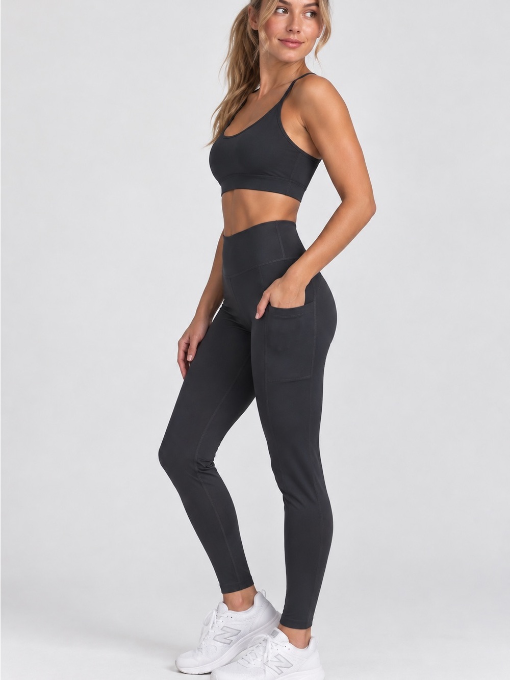 Athleta Charcoal High-Rise Pocket Leggings- Size medium